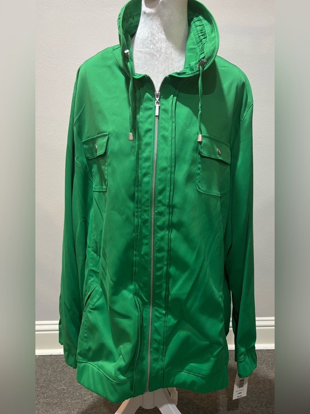 NEW Allison Daley zip up lightweight Green jacket 24 W or 3X nwt